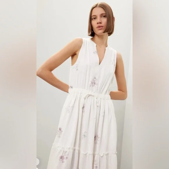 Splendid Livia Floral Split Neck Midi Dress - Picture 5 of 14